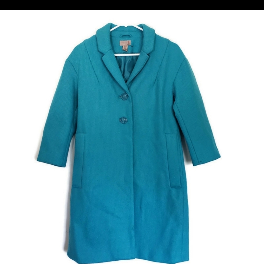 Turquoise Wool Blend Coat